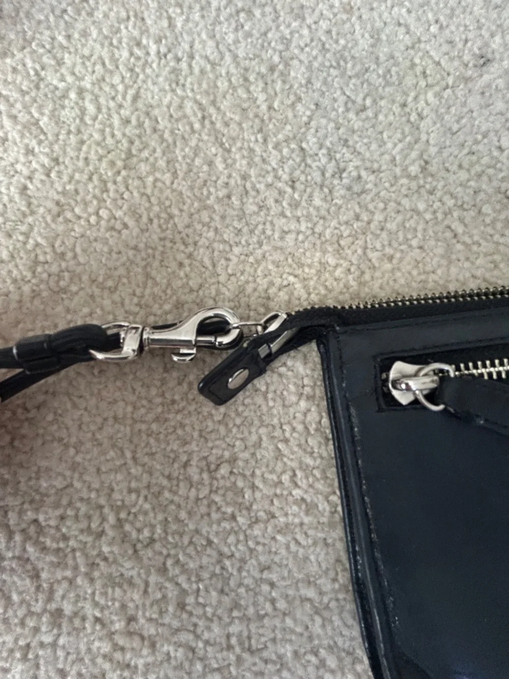 Coach Julia black leather wristlet